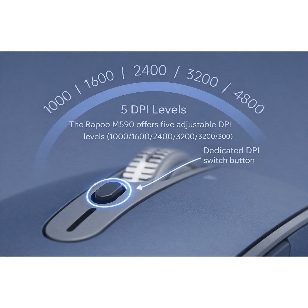 RAPOO M590 Silent Multi-Mode Wireless Mouse | 2.4G + Bluetooth 4.0/5.0 | 4800 DPI | 24 Months Warranty