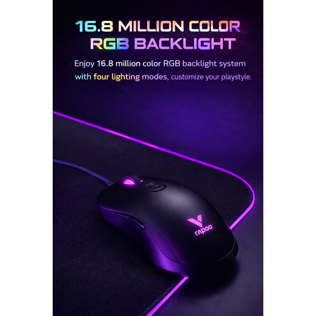 RAPOO V150S Wired Gaming Keyboard & Mouse Combo | V500 Pro Mechanical RGB Keyboard + V22S Gaming Mouse Official Warranty