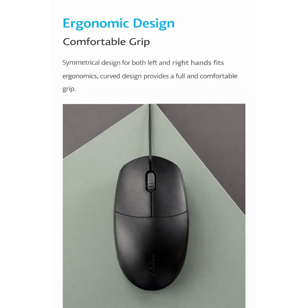 RAPOO NX1600 Wired Keyboard & Mouse Combo | Spill-Resistant Keyboard | 1000DPI Optical Mouse | USB Plug & Play