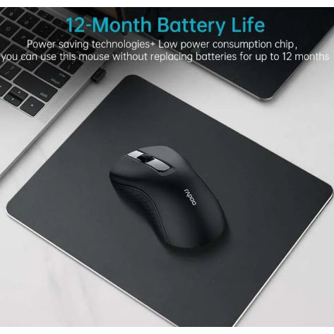 RAPOO B20 Silent Wireless Mouse | 2.4G | 1200 DPI | Quiet Click | 12-Month Battery