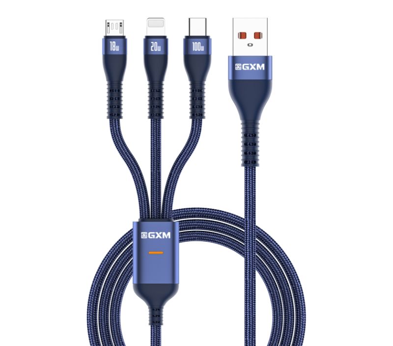 GXM 6 in 1 PD100W Quick Charging Data Cable for Laptop Tablets Phones iP Type-C MicroUSB and Data Transfer Cable