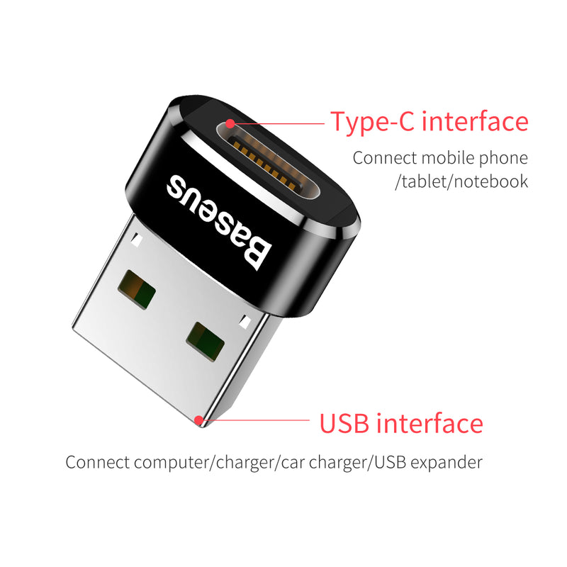 Baseus Mini 3A Type USB C Female to USB Male Adapter OTG Converter Charger Plug USB TYPE C to USB