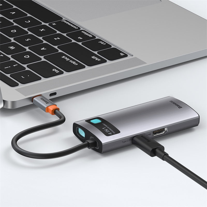 Baseus Metal Gleam 4 in 1 USB C HUB Type C to HDMI VGA RJ45 USB 3.0 Adapter Type C HUB Dock Compatible with MacBook Pro Air Notebook Microsoft Surface USB C Splitter