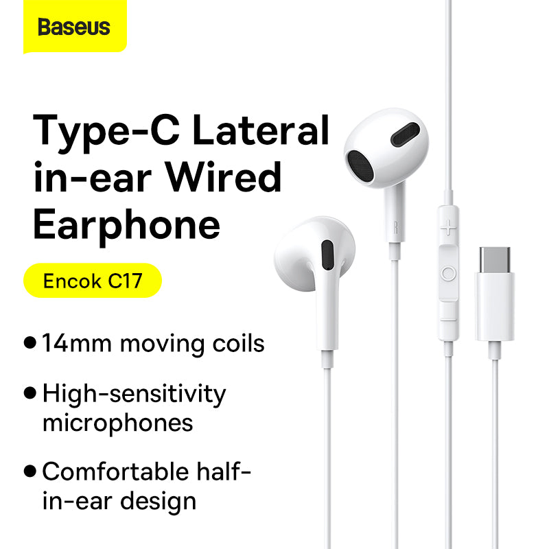 Baseus C17 Encok Type-C lateral in-ear Wired Earphone for Mobile Phones and Tablet Devices