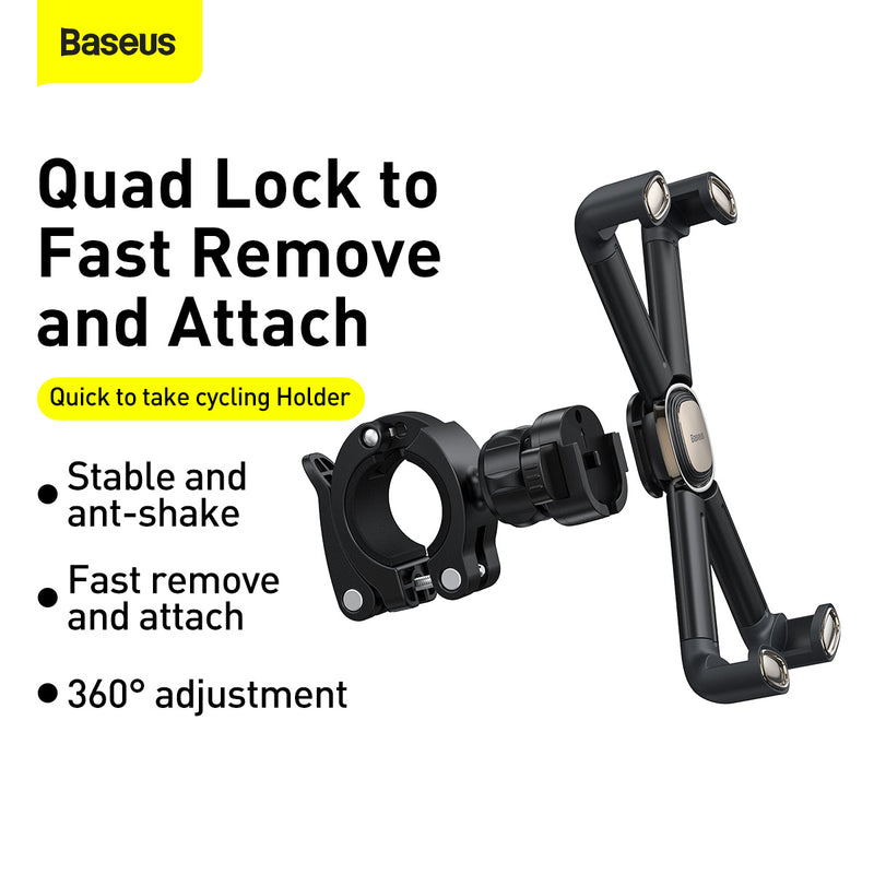 Baseus Quick To Take Cycling Holder 360° Adjustment Detachable Universal Motorcycle Bike Bicycle MTB Handlebar Mount Holder Stable & Anti-shake