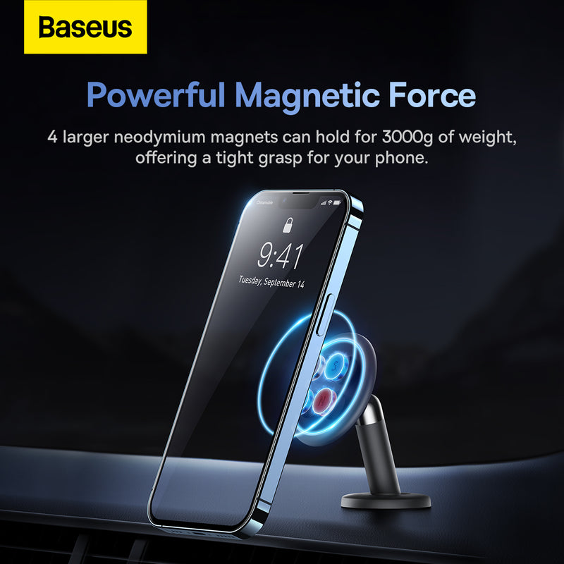 Baseus C01 Magnetic Phone Holder (Stick-on Version) Car Mount Holder for Dashboard Built-in Magnetic Cable Clips for Mobile Phones -Black