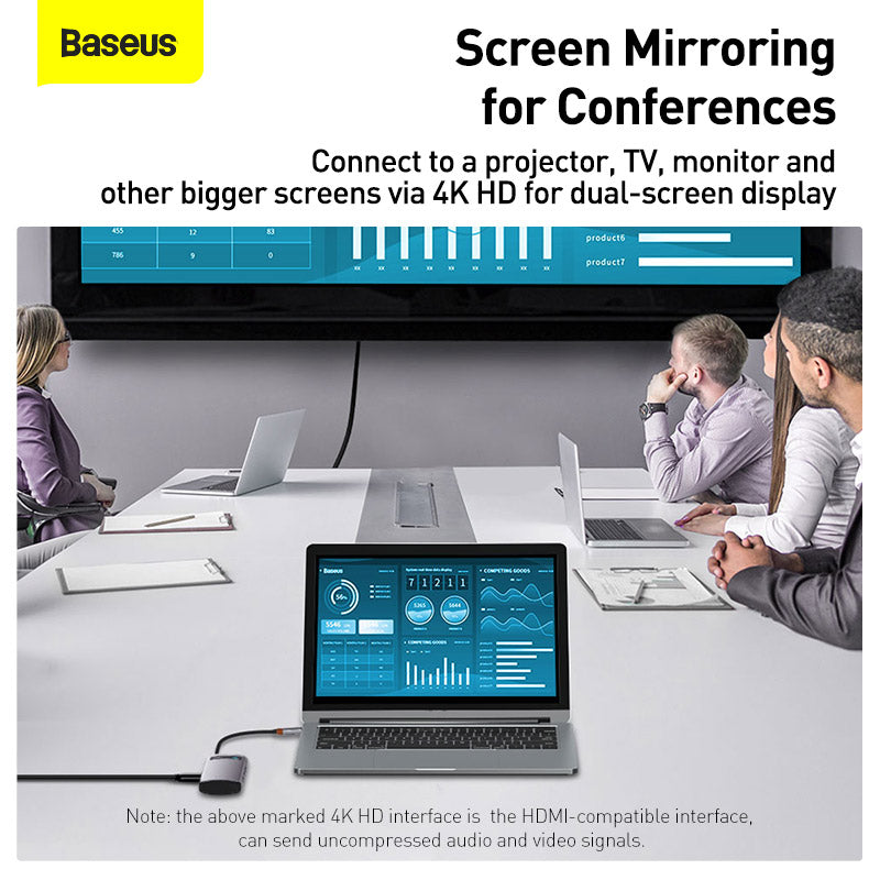 Baseus Metal Gleam 5 in 1 USB C HUB Type C to HDMI VGA RJ45 USB 3.0 Adapter Type C HUB Dock Compatible with MacBook Pro Air Notebook Microsoft Surface USB C Splitter