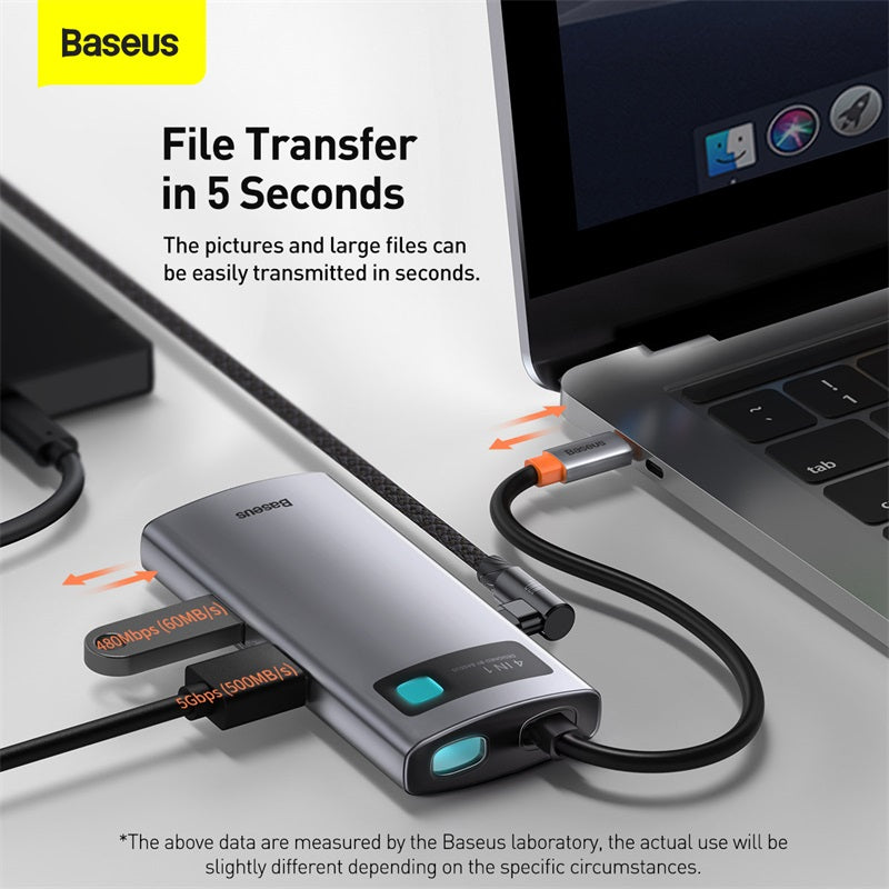Baseus Metal Gleam 4 in 1 USB C HUB Type C to HDMI VGA RJ45 USB 3.0 Adapter Type C HUB Dock Compatible with MacBook Pro Air Notebook Microsoft Surface USB C Splitter