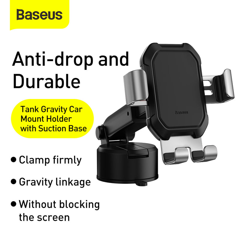 Baseus Tank Gravity Car Mount Holder Phone Holder Suction Telescopic Arm Dashboard Windscreen Universal 4.7-6.5Inch Car Mount Mobile Phone Holder