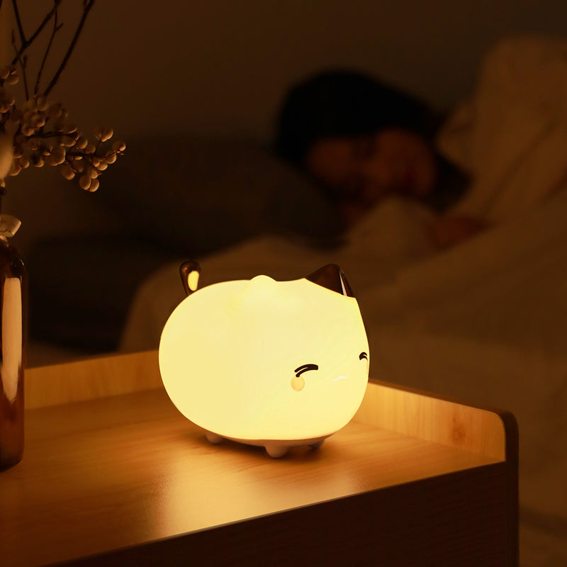 Baseus Cute Night Lamp Cat Dog 7 LED Rechargable Portable Soft Silicone Warm Night Light 3 Light Mode Long Battery Duration Light