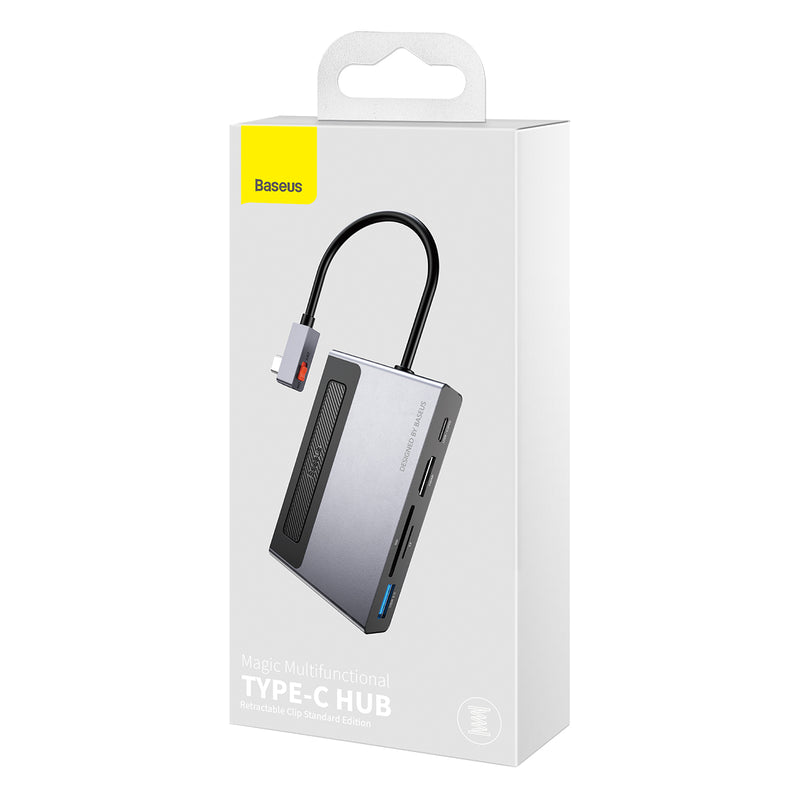Baseus Magic Type C Retractable Clip Multifunctional USB C Hub USB SDTF HDMI PD 100W Windows Apple OS Android Hub