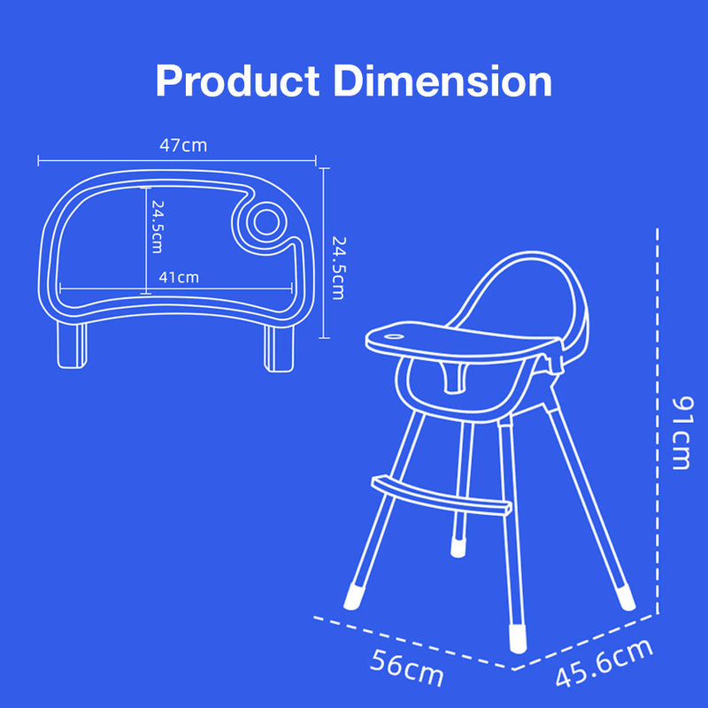 Baby Dining Chair 2 Dining Playing Feeding Parenting Dual Height Adjustable Food Tray Extra Safety System PU Seat Baby Chair