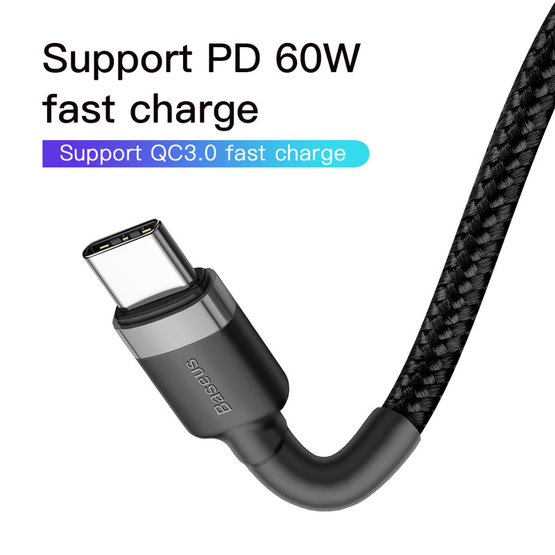 Baseus Cafule Type-C to Type-C PD 2.0 60W Fast Charge USB C To USB C 1m 2m Mobile Phone Tablet Laptop Nintendo Switch Charging Cable