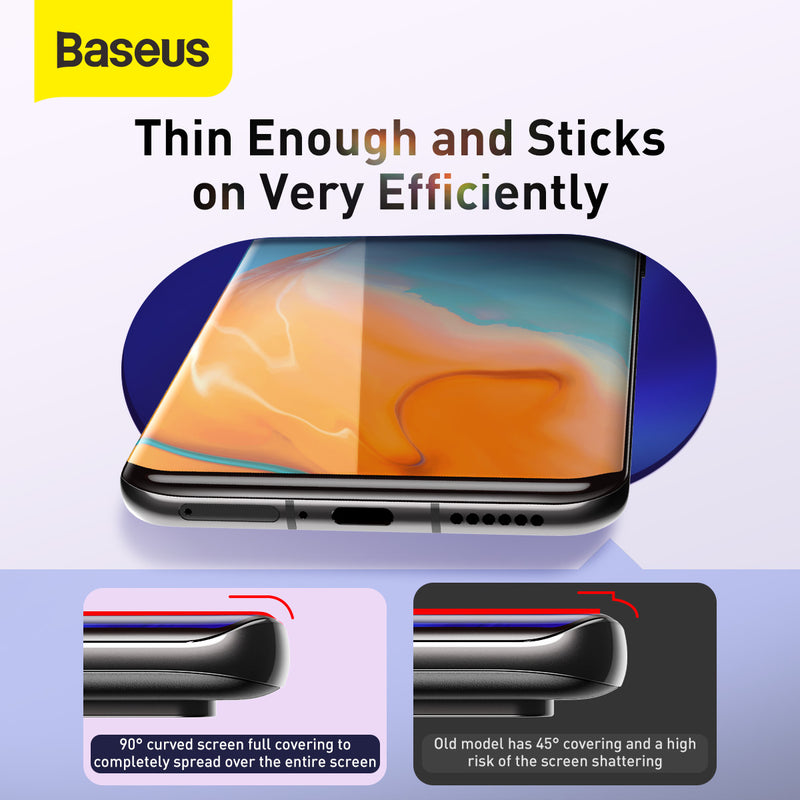 Baseus Huawei P40 PET Soft Film 2Pcs Set 9H Anti Shock Full Screen Coverage 0.15mm HD Clear Tempered Glass Screen Protector