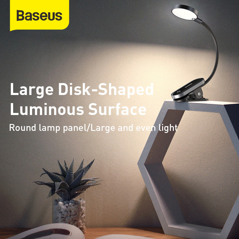 Baseus Mini Clip Lamp Eyes Protection Portable Rechargeable 3 Level Brightness Reading Studying Desktop Night Bedside Lamp Light