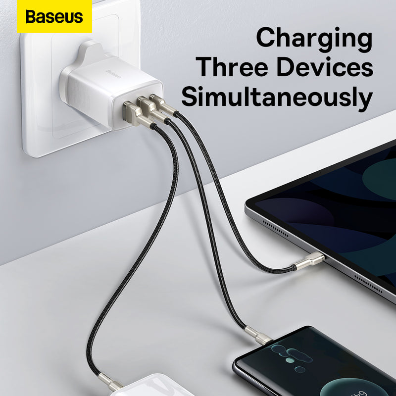 Baseus 30W Wall Charger Plug USB Type C Compact Fast Charger 2U+C Charging Plug UK 3 Pin Adapter Safety Mark