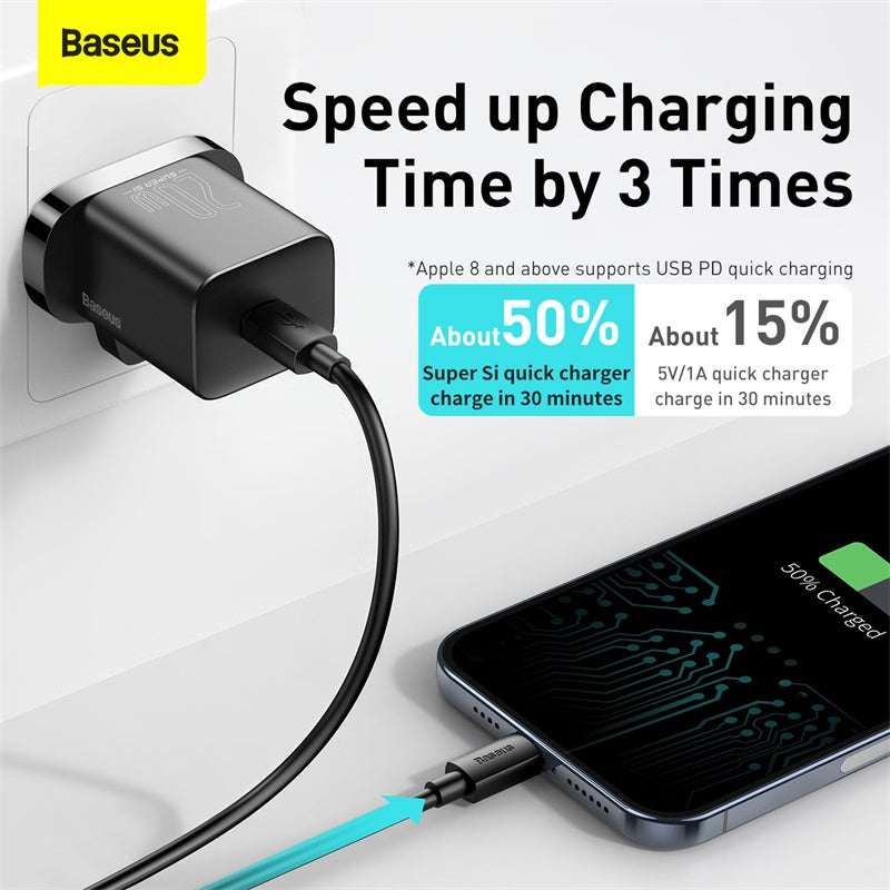 Baseus 20W Type-C Safety Mark PD Charger Super Si Fast Charging For iPhone 12mini 12 Pro 12 Pro Max Portable  Phone Charger
