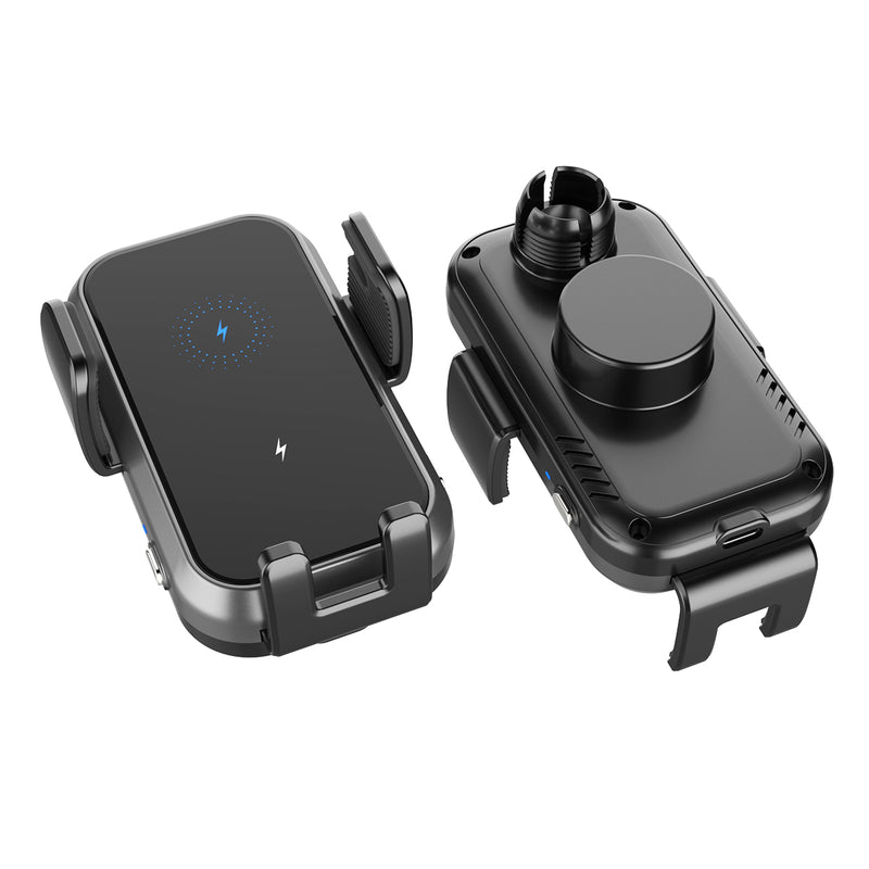 GXM CH01 15W Dual Coil Car Wireless Charger Phone Holder Compatible with Samsung Z Flip Series Three Axis Multi-angle Rotation Auto Clamping Car Phone Holder