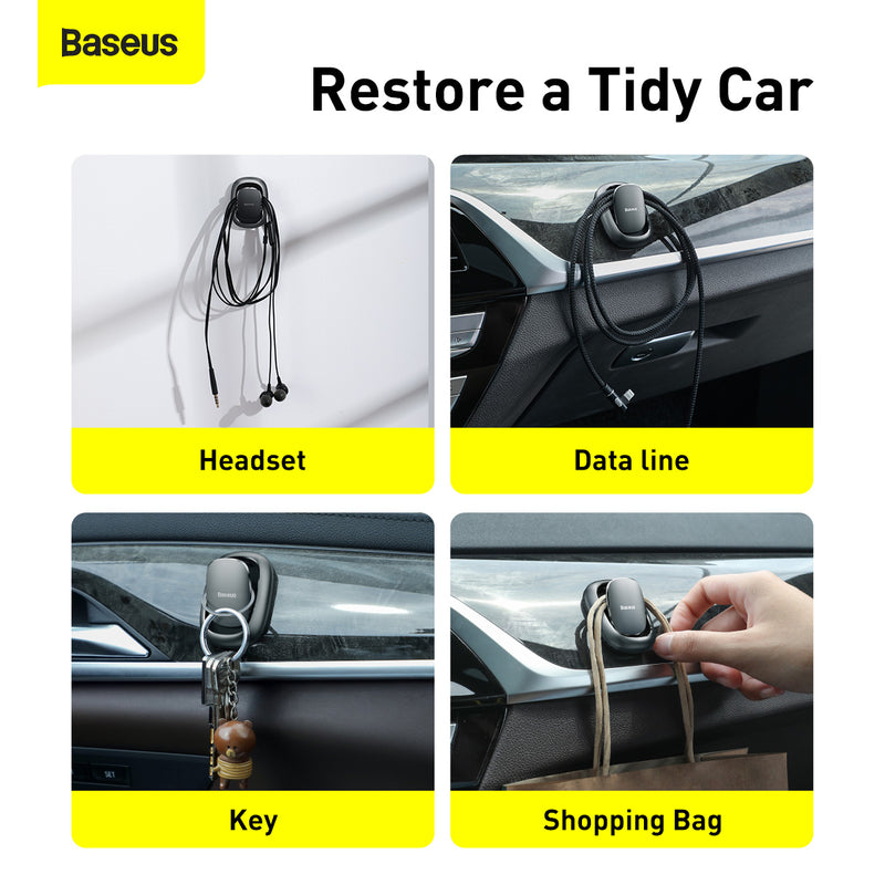 Baseus Beetle 2Pcs Vehicle Hook Multi Purpose 3M Adhesive Compact Space Saving Wire Key Accessories Hook