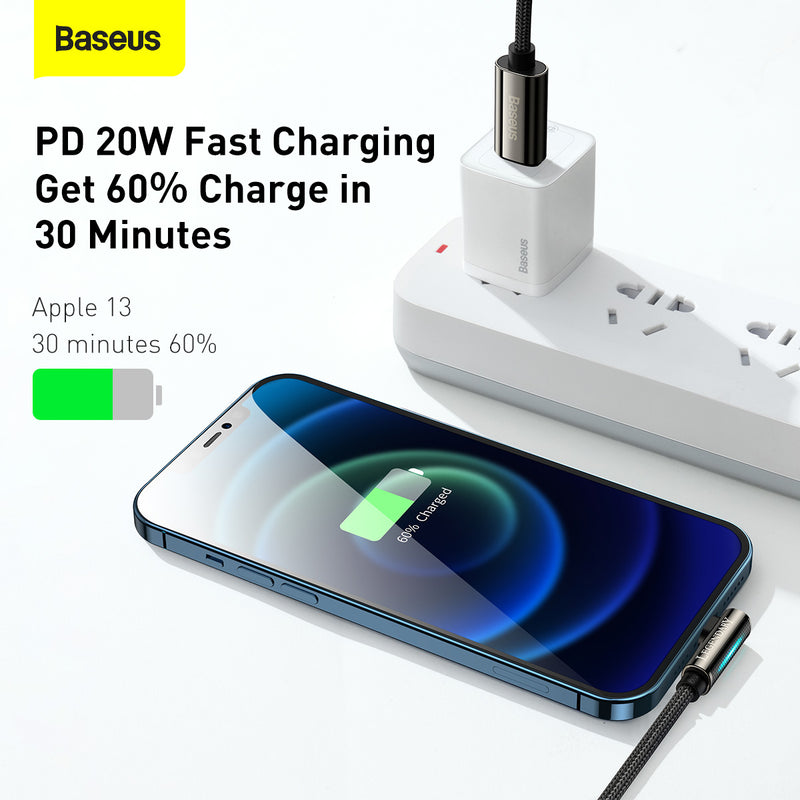 Baseus Legend Series Elbow 100W Fast Charging Data Cable Multi Listing USB Lightning 20W Type C 66W Lightning 2.4A Quick Charge Cable