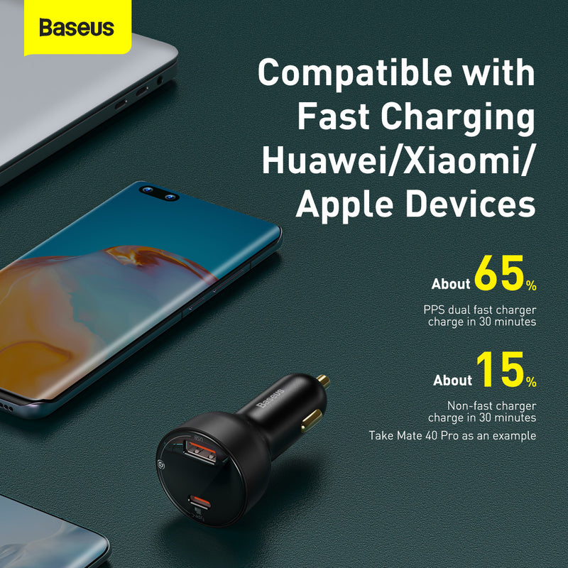 Baseus Superme 100W LED Car Charger PD Quick Charge QC 4.0 PD 3.0 USB Type-C Charger