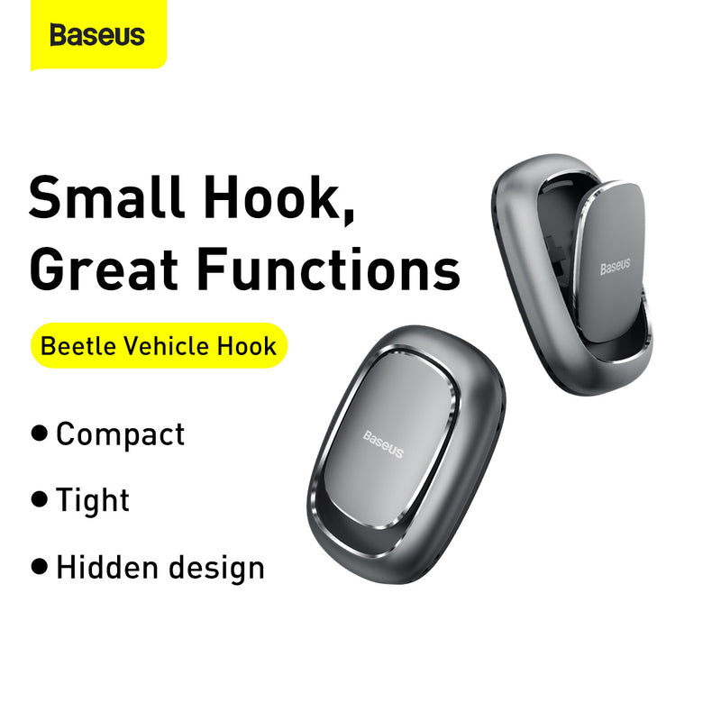 Baseus Beetle 2Pcs Vehicle Hook Multi Purpose 3M Adhesive Compact Space Saving Wire Key Accessories Hook