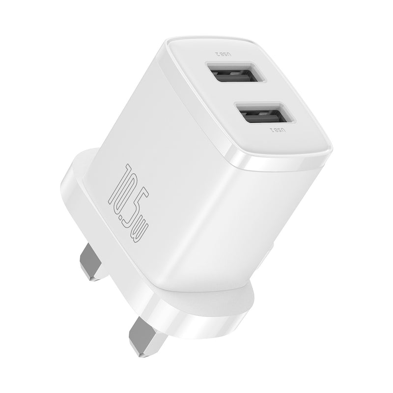 Baseus Compact UK 10.5W Dual USB Mini Portable Wall Charger Adapter Multiple Safe Protection Travel Size Adapter