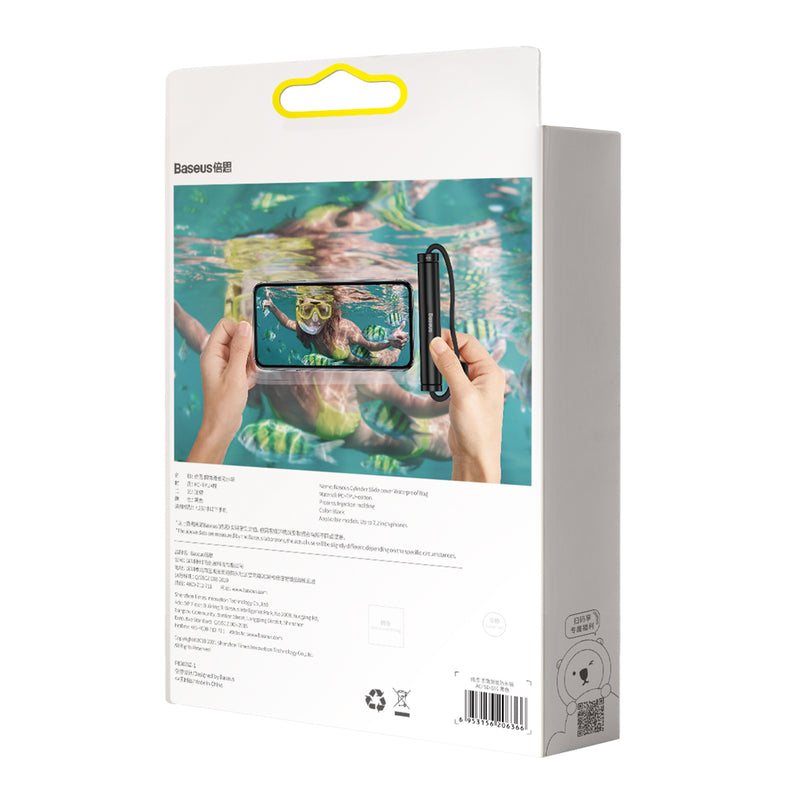 Baseus Cylinder Slide-Cover Waterproof Bag IPX8 Transparent Sensitive Response Seal Lock 7.2inch Phones Swimming Storage Travel Bag
