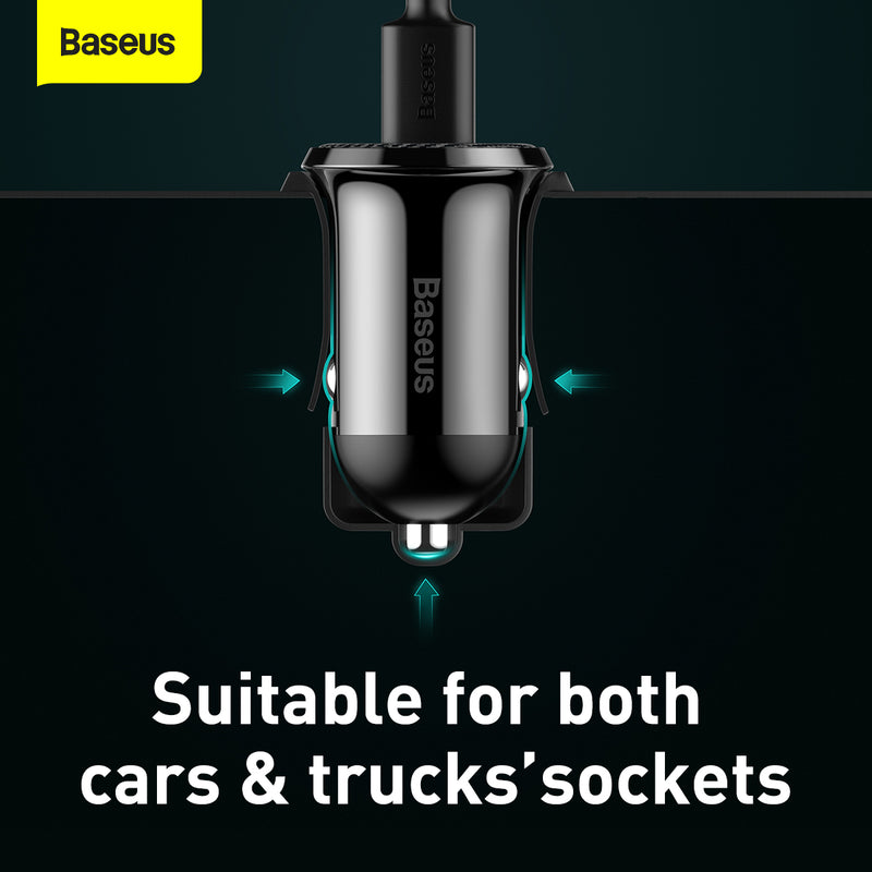 Baseus Grain Pro 4.8A Car Charger Dual USB Charger 12-24V Car Models