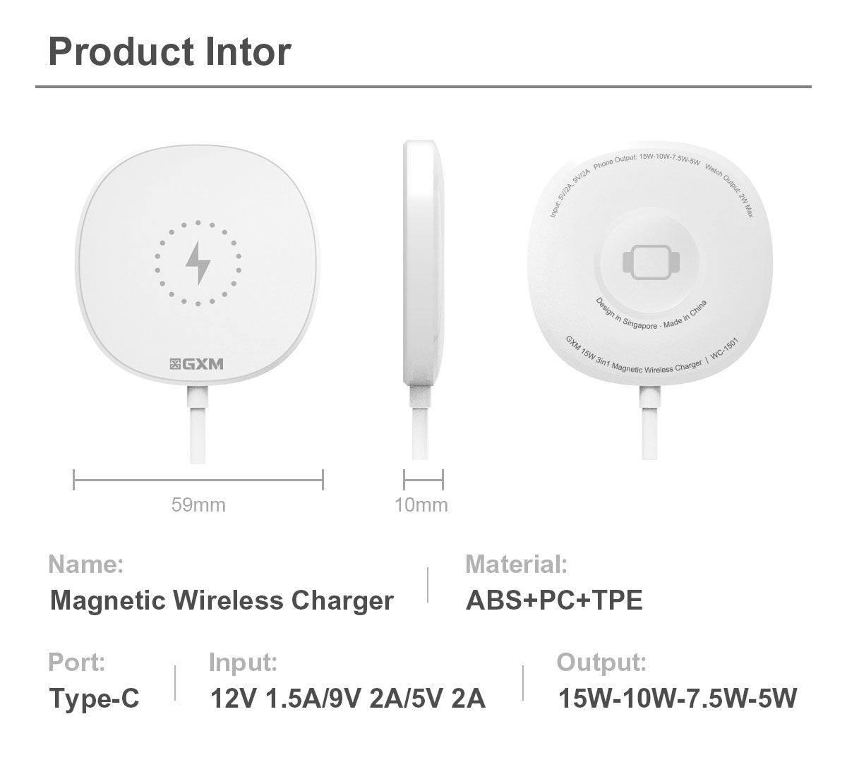 GXM 15W 3 in 1 Wireless Charger Compatible with iPhones Airpods All Series Apple Watch all Series Stronger Magnetic