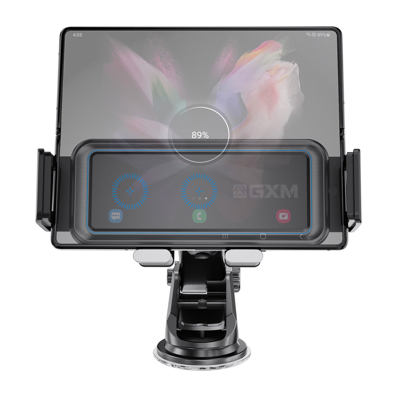 GXM CH02 15W Rotation Car Phone Holder Wireless Charging 360 Degree Rotation Vertical Rotation Dual Coil Auto Clamping Air Vent Dash Board Suction