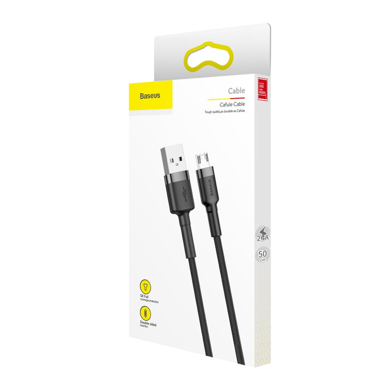 Baseus Cafule Micro USB Charging Cable 2.4A/1.5A/2A Data 480Mbps Samsung Oppo Xiaomi Redmi Mobile Phone Tablet Charging Data Cable