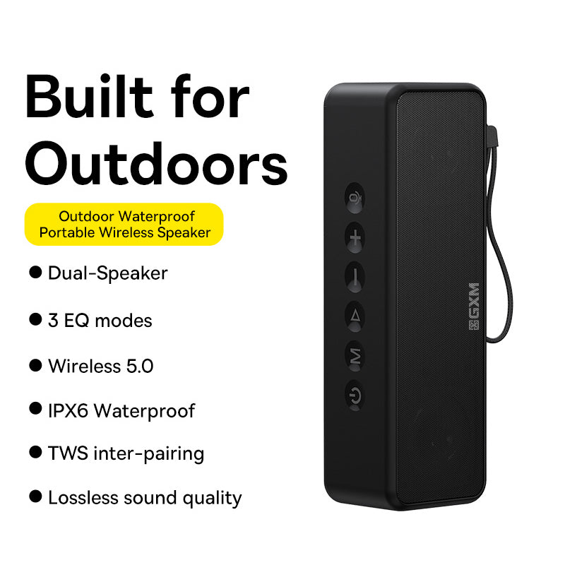 GXM SP-01 Waterproof Outdoor Bluetooth 5.0 Portable Speaker Wireless IPX6 TWS Dual Pairing 20W Bass Boost EQ Mode Support TF-card AUX