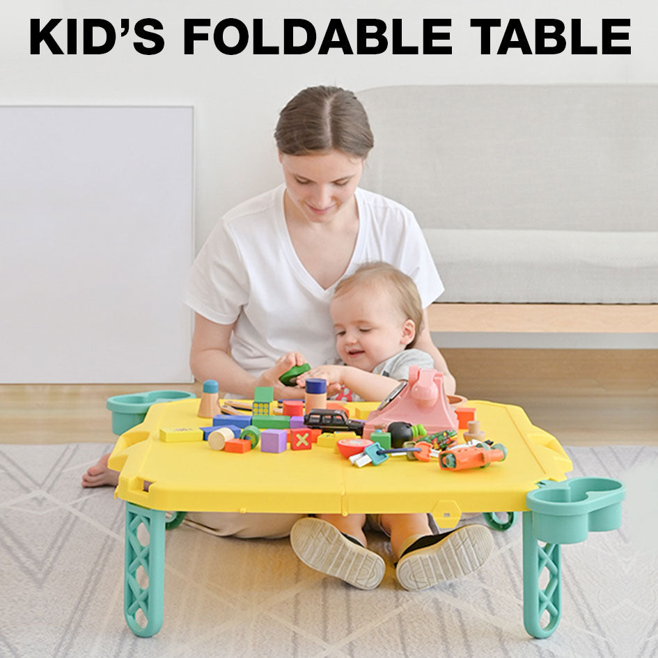 Foldable Kids Table PP Material Portable Space Saving Playing Drawing Learning Teaching Colourful Table