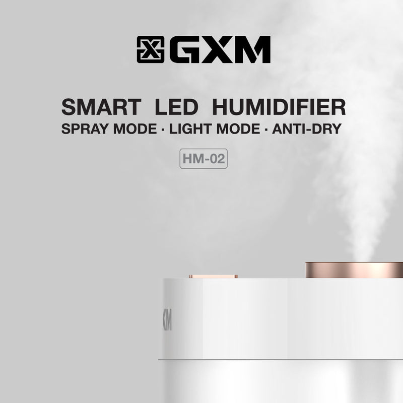 GXM HM-02 Smart LED Humidifier 780ml Cordless Design Anti-dry Sensor Nano Mist Noiseless Night Light Single Touch Operation Portable Purifier Living Room Bedroom