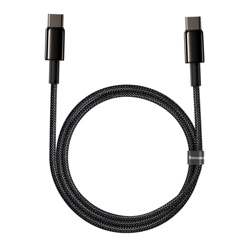 Baseus Tungsten Gold Fast Charging Data Cable Type-C to Type-C 100W 1M 2M Nylon Braided Android Huawei Laptop