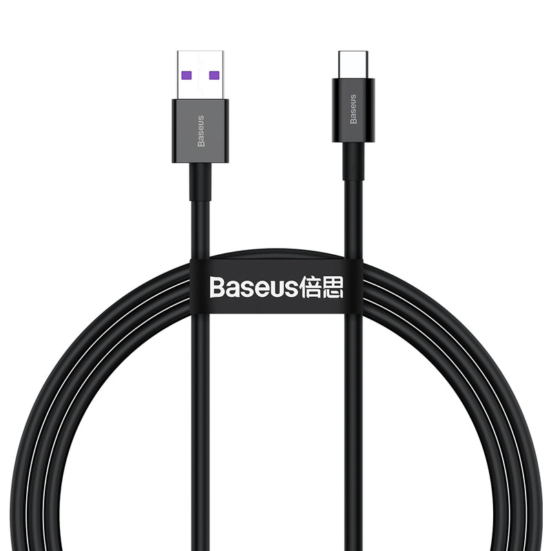 Baseus Superior Type C 66W USB To USB C Fast Charging Data 480Mbps TPE Durable 1M 2M Android Quick Charge Cable -Black