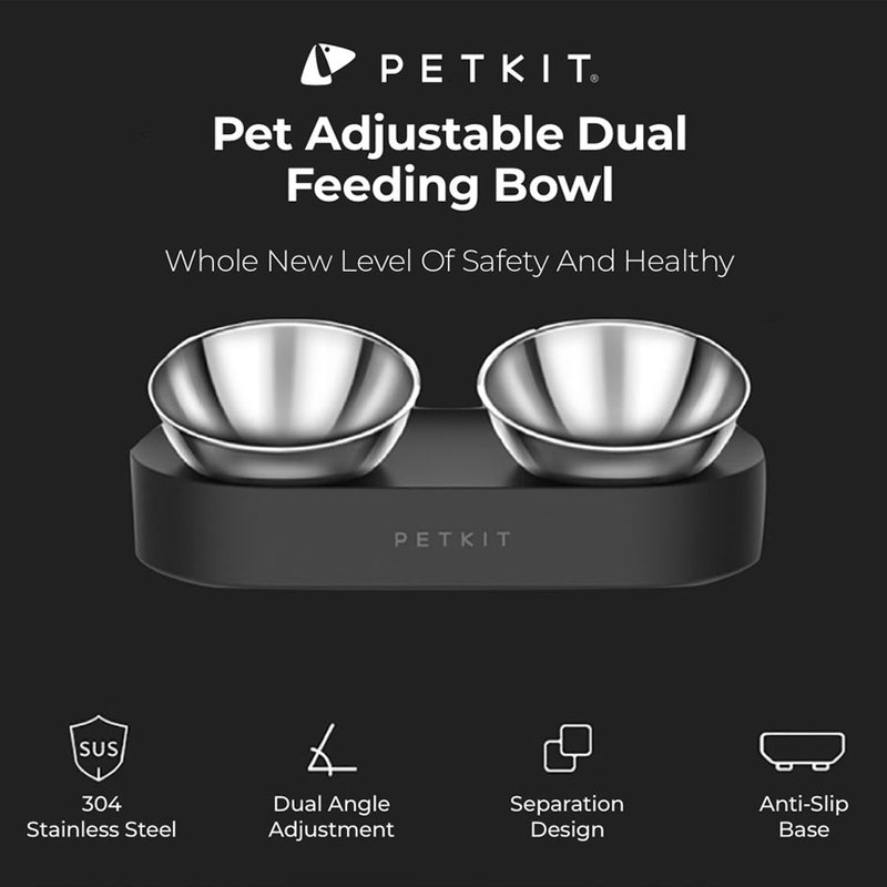 PETKIT Dual Adjustable Feeding Bowl 15° Adjustable Detachable Design PC 304 Stainless Steel Bowls