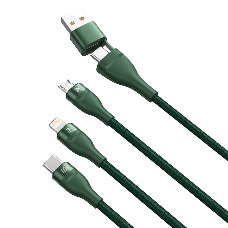 Baseus Flash 100W 2 For 3 Charging Cable USB + Type C To Micro USB Lightning Type C IOS Android Multiple Cable PD 20W Fast Charge Cable