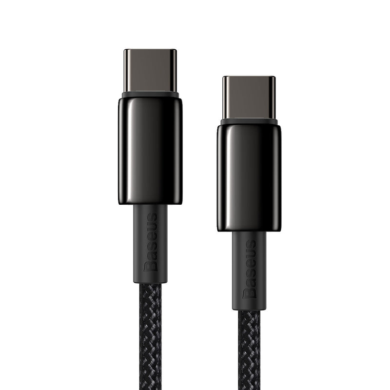 Baseus Tungsten Gold Fast Charging Data Cable Type-C to Type-C 100W 1M 2M Nylon Braided Android Huawei Laptop