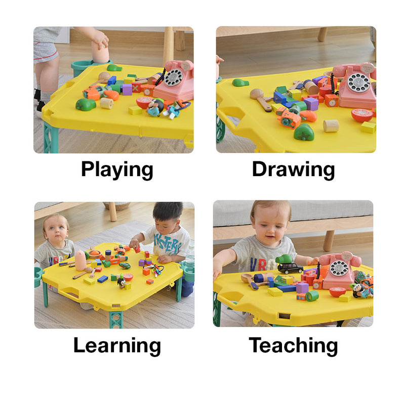 Foldable Kids Table PP Material Portable Space Saving Playing Drawing Learning Teaching Colourful Table