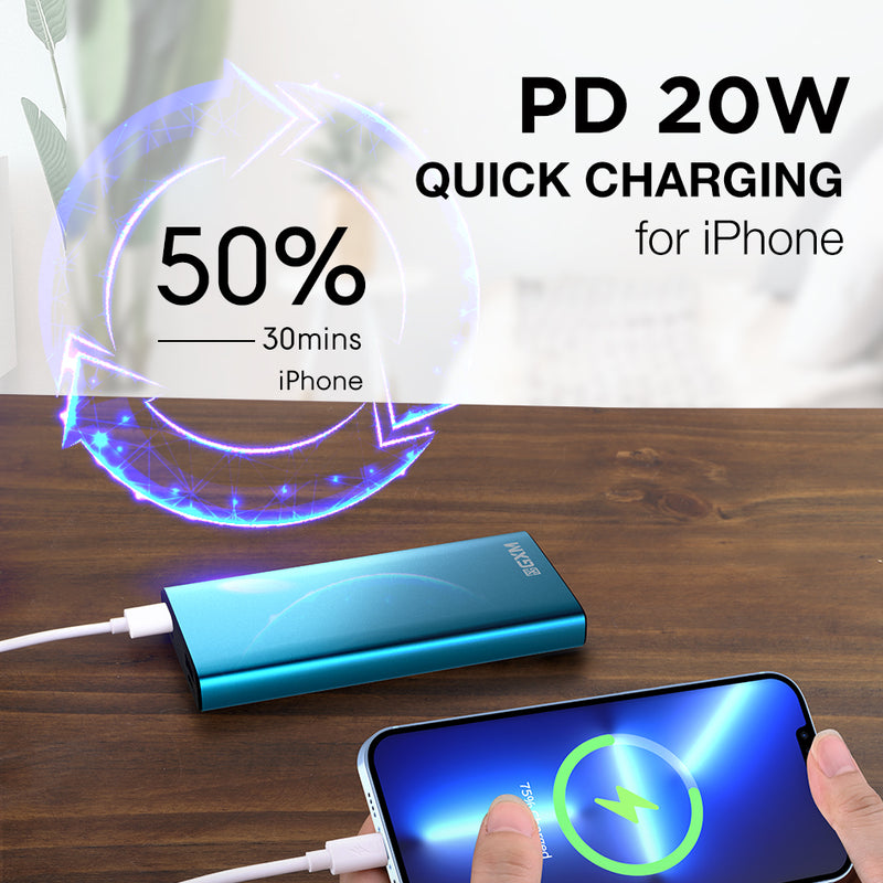 GXM Ultra-Thin 10000mAh Power Bank with 22.5W PD Fast Charging for iPhone and Samsung PB-1225 Powerbank
