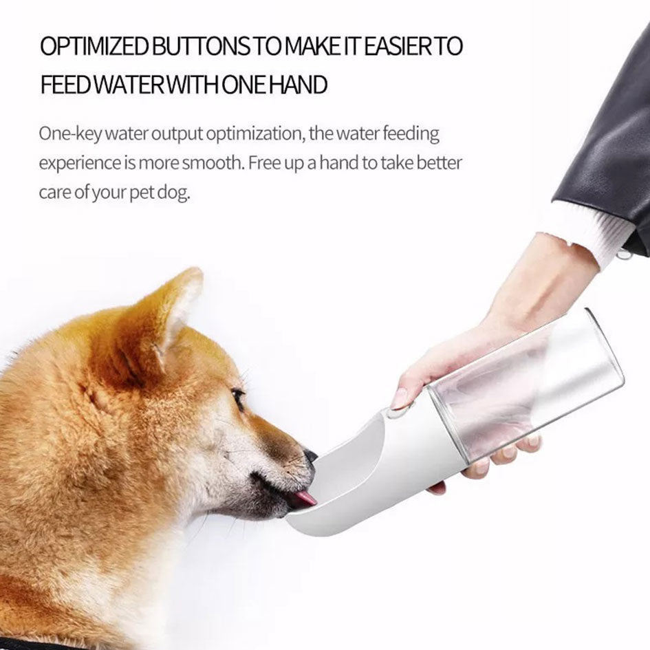 Petkit Pet Portable Water Bottle Cup 300ml 400ml One Touch Operated for Dog and Cat Easy Dispense Reflow O-Shape Design Anti-leak Antibacterial