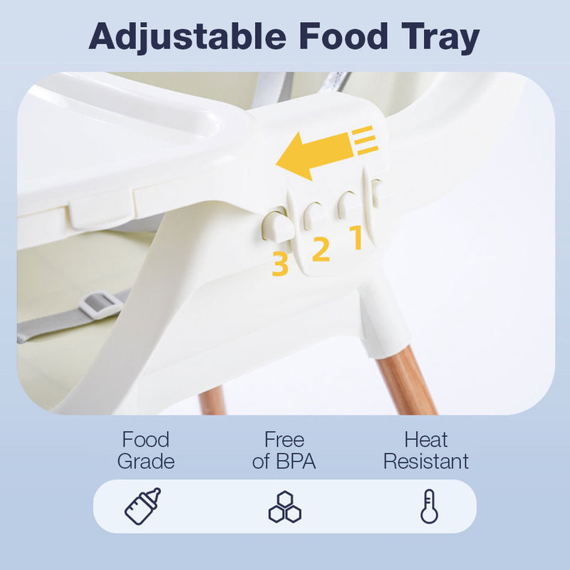 Baby Dining Chair 2 Dining Playing Feeding Parenting Dual Height Adjustable Food Tray Extra Safety System PU Seat Baby Chair