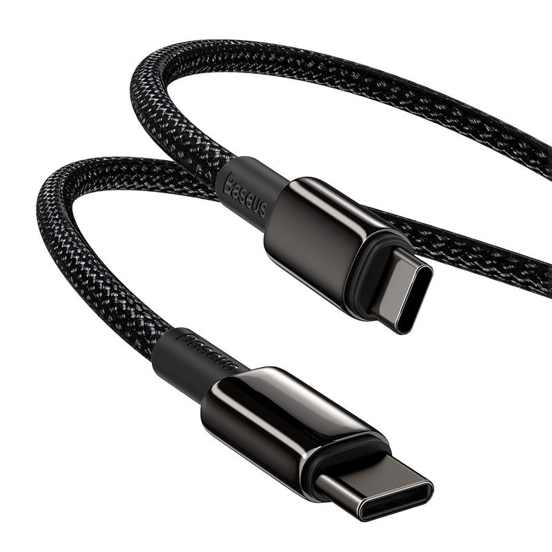 Baseus Tungsten Gold Fast Charging Data Cable Type-C to Type-C 100W 1M 2M Nylon Braided Android Huawei Laptop