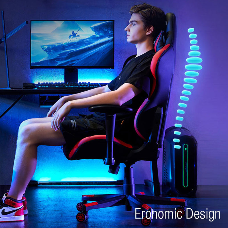 Autofull AF050 Ergonomic Racing Gaming Computer Office Study Chair-Red