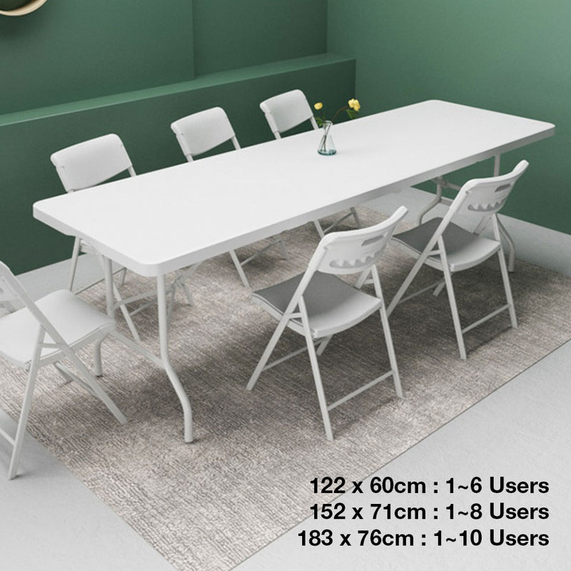 Foldable Rectangular Table Height Adjustable HDPE Waterproof Portable Up to 10 Users 122cm 152cm and 183cm Indoor Outdoor Dining Table