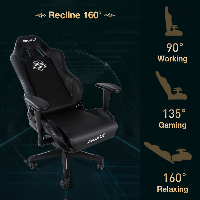 AutoFull AF901 Ergonomic Gaming Chair Office Study Gaming Racing Gaming Chair-Black