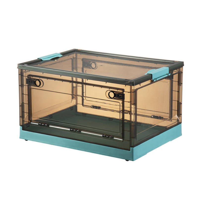 Foldable Storage Box Stackable Pulley Design Visibility Sealed Box Cover Window Open Reinforced Base Sturdy and Durable Construction