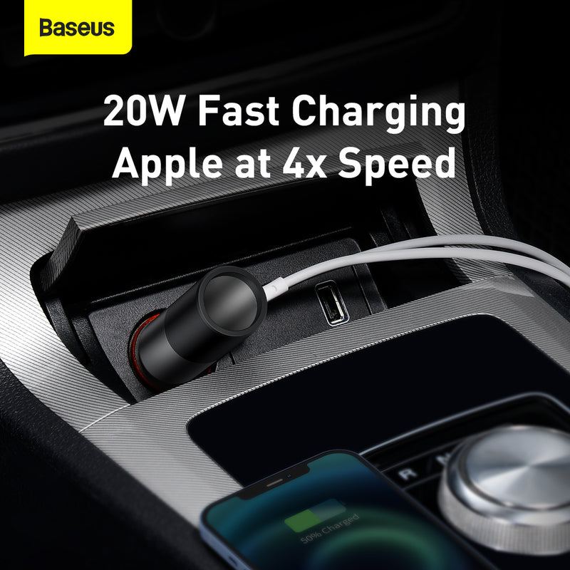 Baseus Share Together 120W Car Charger USB Type C Lighter Socket Quick Charge 4.0 QC4.0 QC3.0 PD Fast Charger for 12-24V Universal